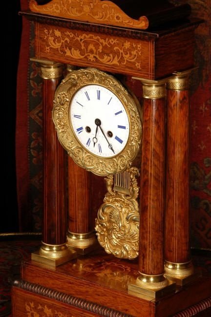 fig 2. Early Antique French Rosewood Portico Clock, French - Circa 1840.